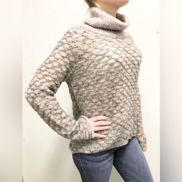 Anthropologie One Grey Day Sweater Mohair Wool Turtleneck Lightweight Size S - Picture 7 of 16